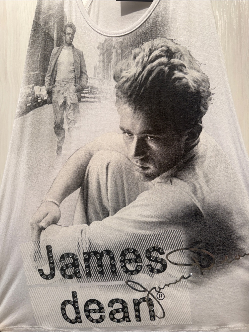 Graphic James Dean White Photo Print Tank Top